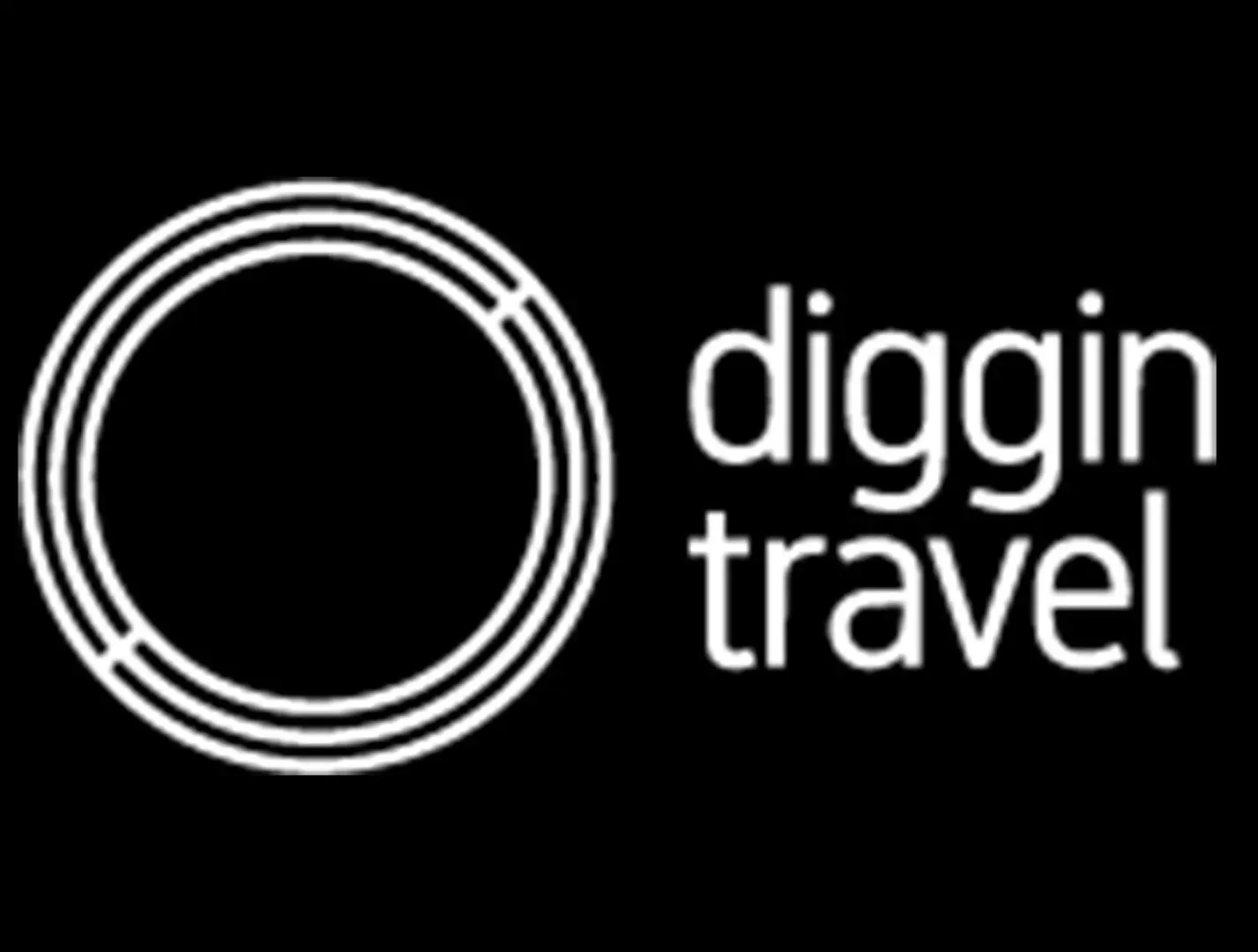 A black and white logo for digging travel.